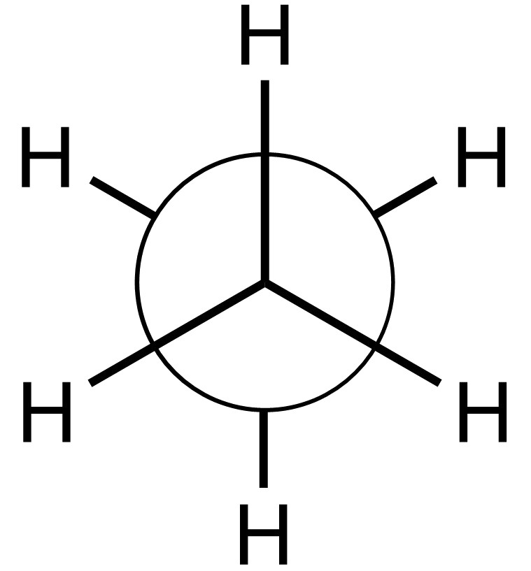 図1. 目線上にとエタンの炭素がある場合の見え方